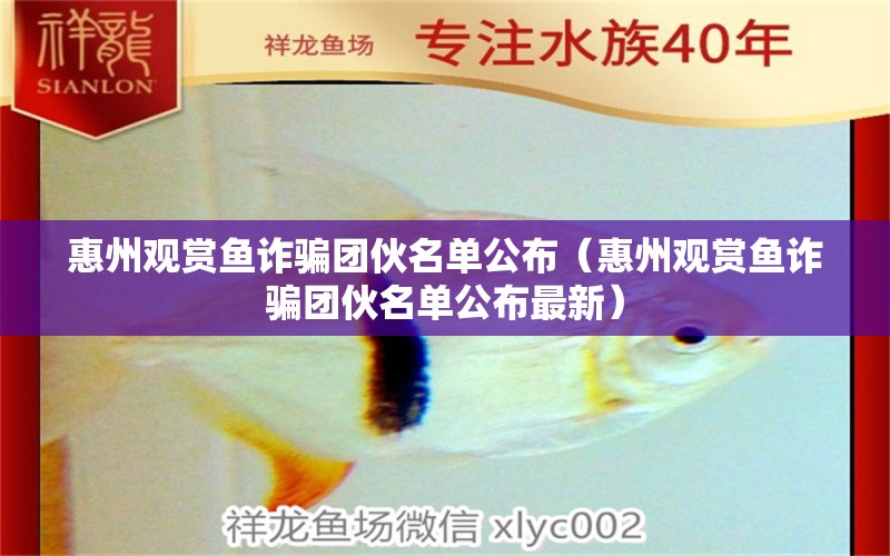 惠州觀賞魚詐騙團伙名單公布（惠州觀賞魚詐騙團伙名單公布最新）