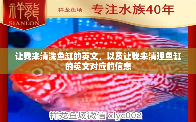 讓我來(lái)清洗魚缸的英文，以及讓我來(lái)清理魚缸的英文對(duì)應(yīng)的信息 朱巴利魚苗