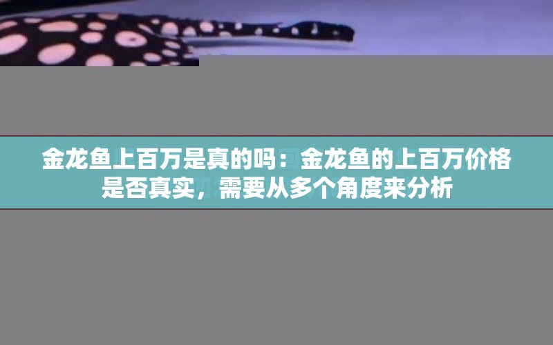 金龍魚上百萬是真的嗎：金龍魚的上百萬價格是否真實，需要從多個角度來分析 水族問答 第1張