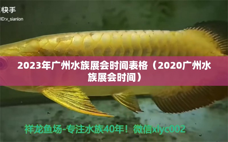 2023年廣州水族展會時間表格（2020廣州水族展會時間）