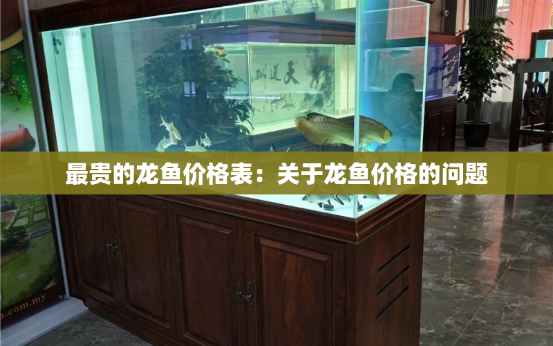 最貴的龍魚價格表：關(guān)于龍魚價格的問題 水族問答 第1張