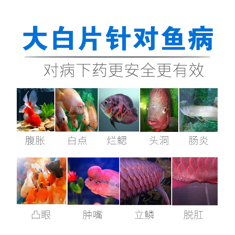 國(guó)家認(rèn)證三元康大白片龍魚虎魚等觀賞魚粘液異常內(nèi)寄生蟲殺菌水族魚藥