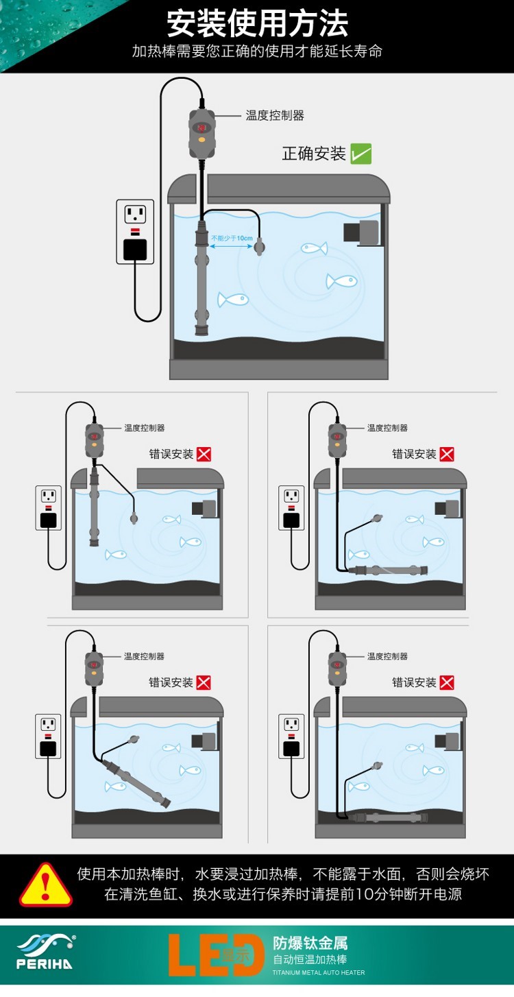 美國PERIHA貝立海加熱棒含保護(hù)套石英防爆水族箱魚缸自動(dòng)恒溫棒 垂釣樂園 第45張