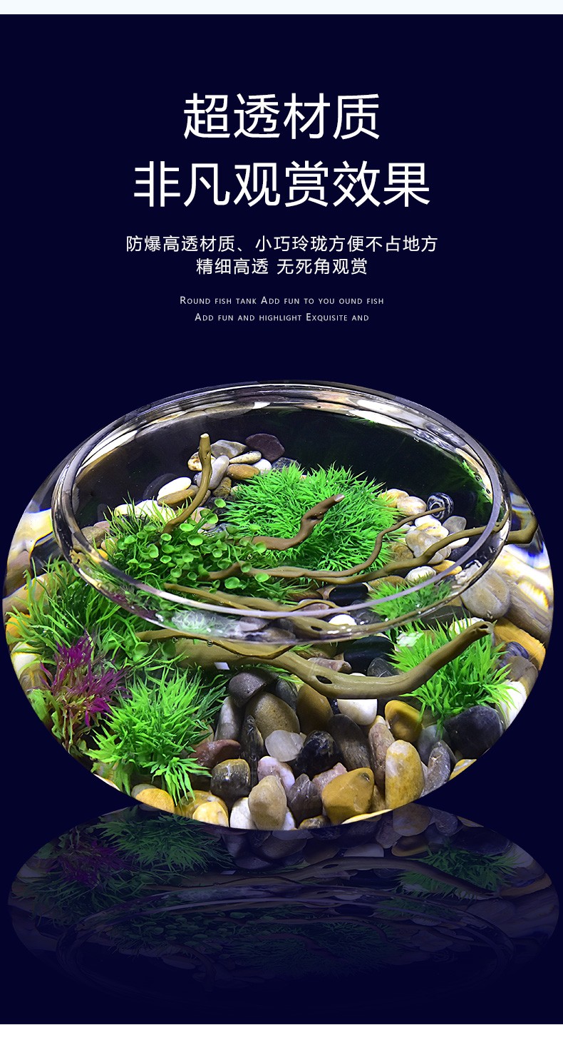 喜萊卡水族箱辦公桌面透明魚缸橢圓金魚缸創(chuàng)意小型造景生態(tài)圓形魚缸客梯家用浮法玻璃魚缸熱帶魚缸懶人魚缸 魚缸/水族箱 第104張