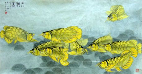 金龍魚國(guó)畫 寫意：金龍魚國(guó)畫寫意教程 龍魚百科 第2張