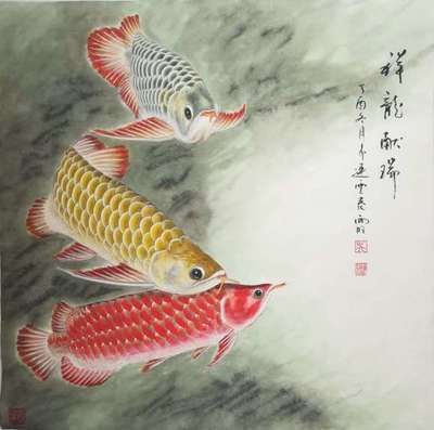 金龍魚(yú)畫(huà)題字怎么畫(huà)好看又簡(jiǎn)單：金龍魚(yú)工筆畫(huà)題字怎么畫(huà)好看又簡(jiǎn)單又簡(jiǎn)單 龍魚(yú)百科 第2張