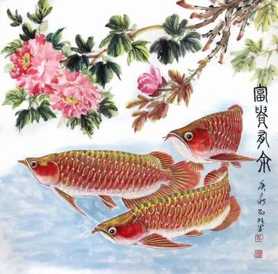 金龍魚畫家是誰畫的：中國畫金龍魚技法創(chuàng)始人吳雨旺作品《魚躍龍門》