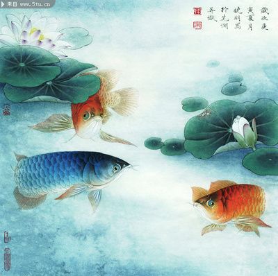 龍魚(yú)畫(huà)家陳盛中的作品可以命名為《龍魚(yú)圖》，可以命名為《紅龍》：龍魚(yú)畫(huà)家陳盛中的作品可以命名為《暢游江?！罚梢悦麨椤都t龍》 龍魚(yú)百科 第3張