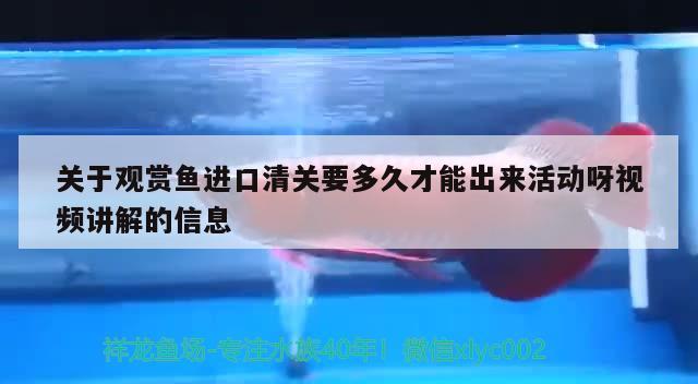 關于觀賞魚進口清關要多久才能出來活動呀視頻講解的信息 觀賞魚進出口