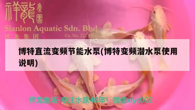 博特直流變頻節(jié)能水泵(博特變頻潛水泵使用說(shuō)明)