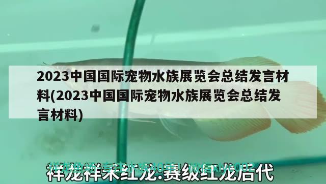 2023中國國際寵物水族展覽會總結(jié)發(fā)言材料(2023中國國際寵物水族展覽會總結(jié)發(fā)言材料) 水族展會